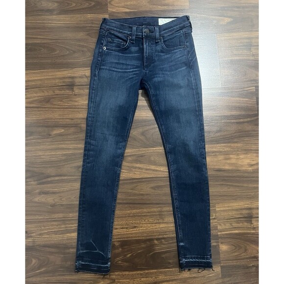 Rag & Bone Ankle Skinny Jeans Womens 24 Dark Wash Raw Hem W1526K089 - Picture 1 of 12